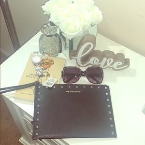 Michael Kors Black Studded Clutch